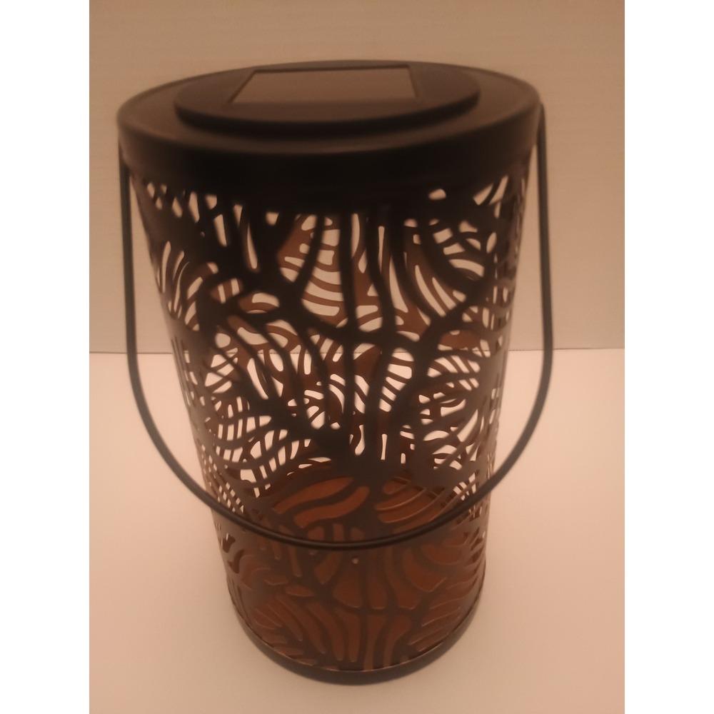 Solar Metal Outdoor Hanging Lantern Black 7.5"